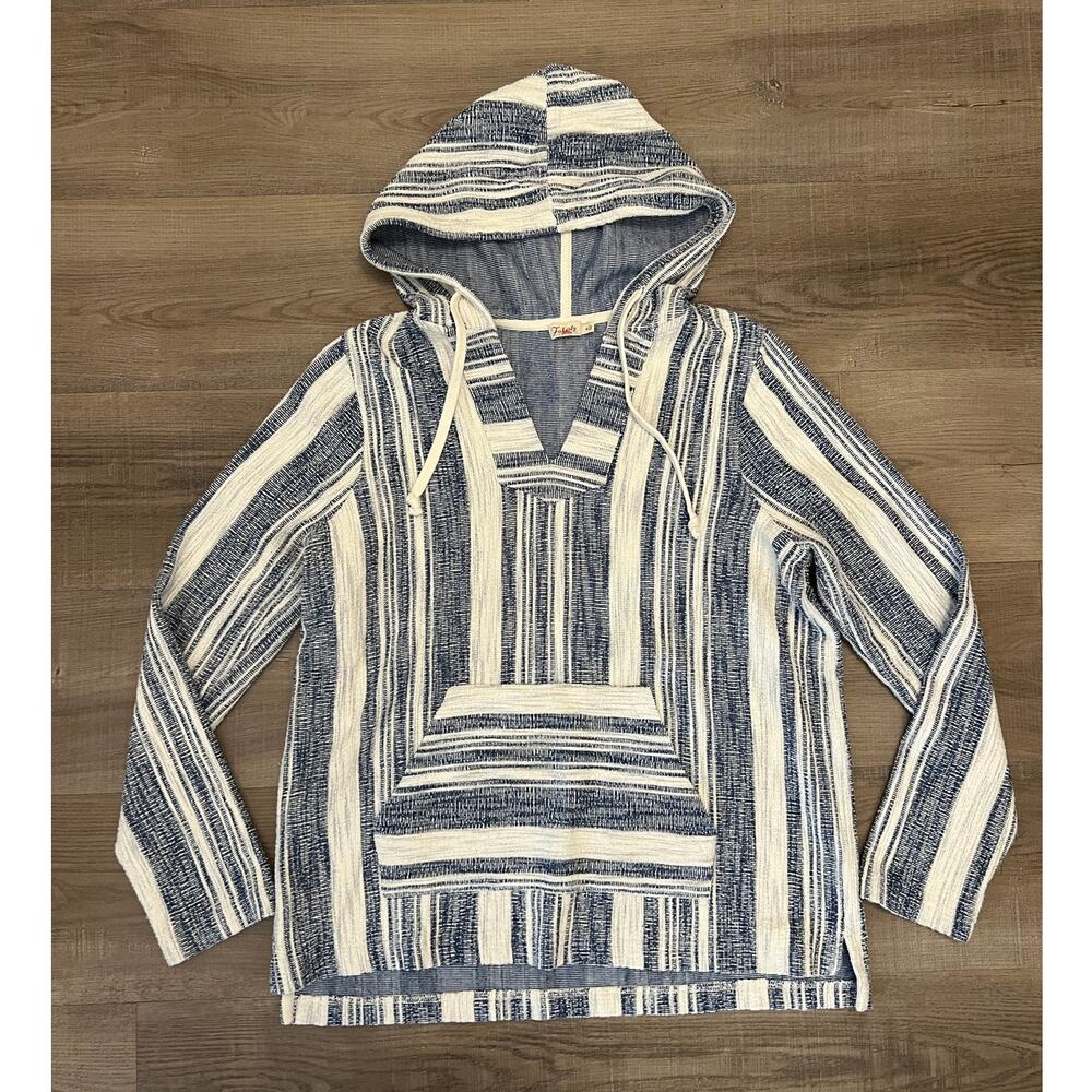 Faherty Islet Striped Poncho Hoodie